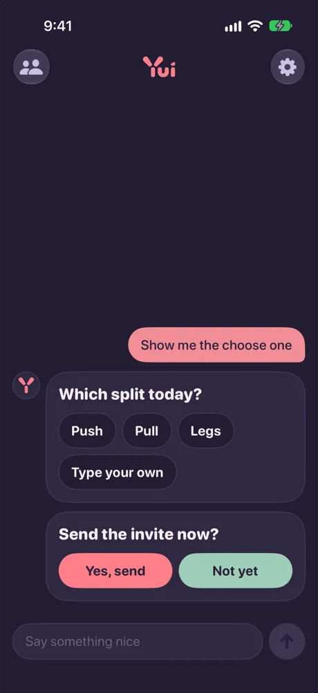 A quick choice from an agent, with room to type your own answer