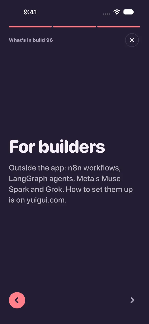 The same reopened last page in dark mode with Reduce Motion on, headline and body on screen