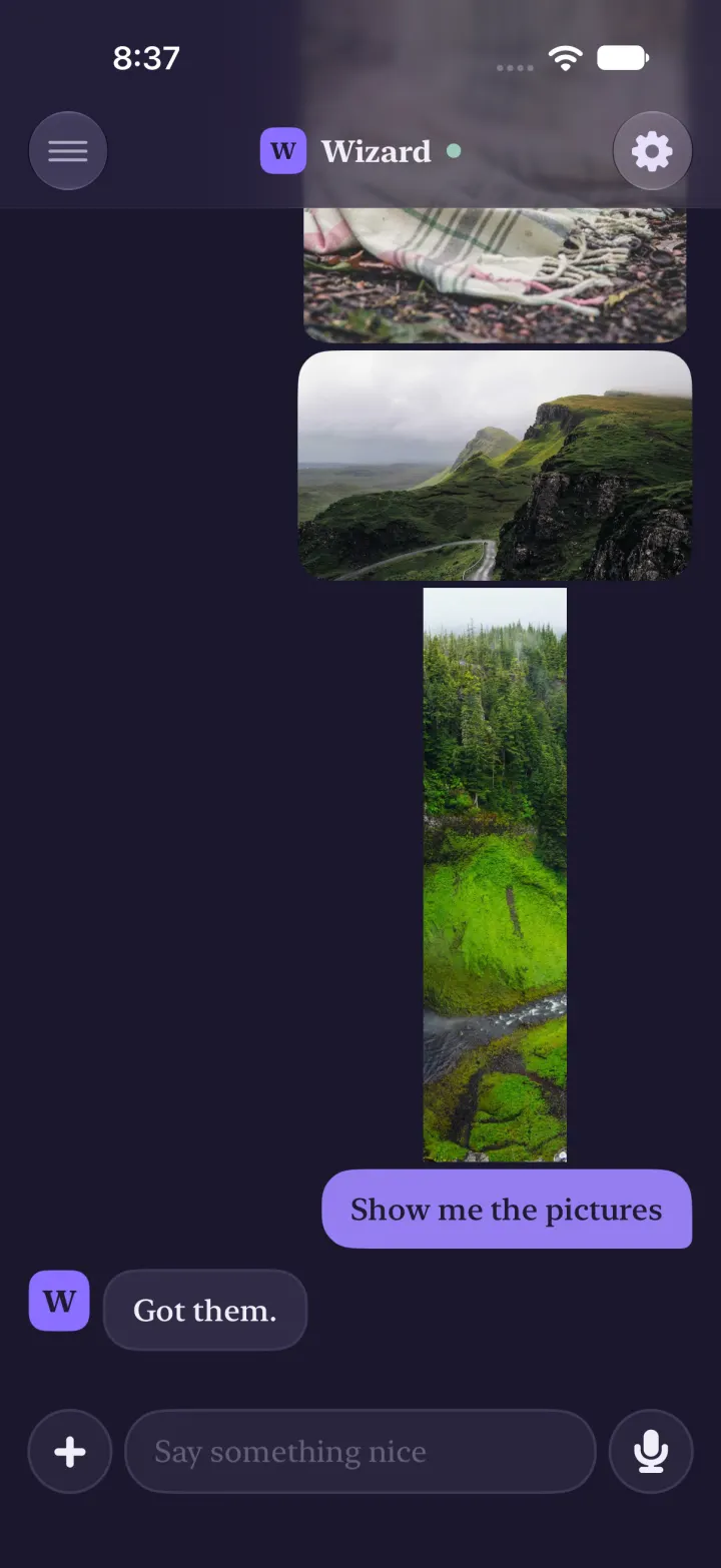 After: the same photos in their own shapes, a wide landscape and the tall waterfall photo shown top to bottom.