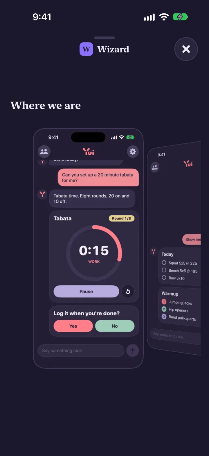 After: the screen preview is bigger and shows the whole app screenshot, from the status bar to the text box, with the next screen peeking in.
