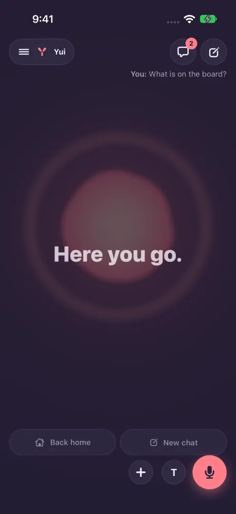 Dark mode: the answer lands, then the end