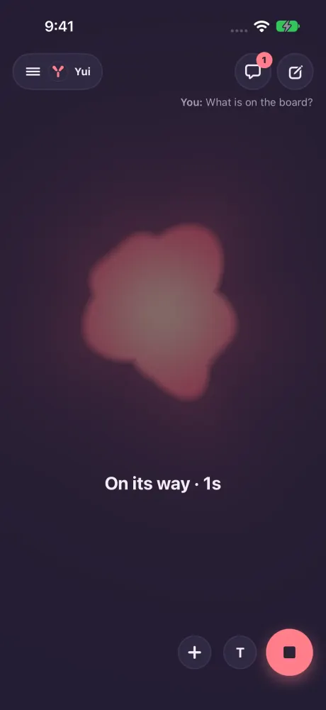 Dark mode: the agent is working, no end screen