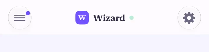 After, light: the menu button with a small purple dot at its corner.