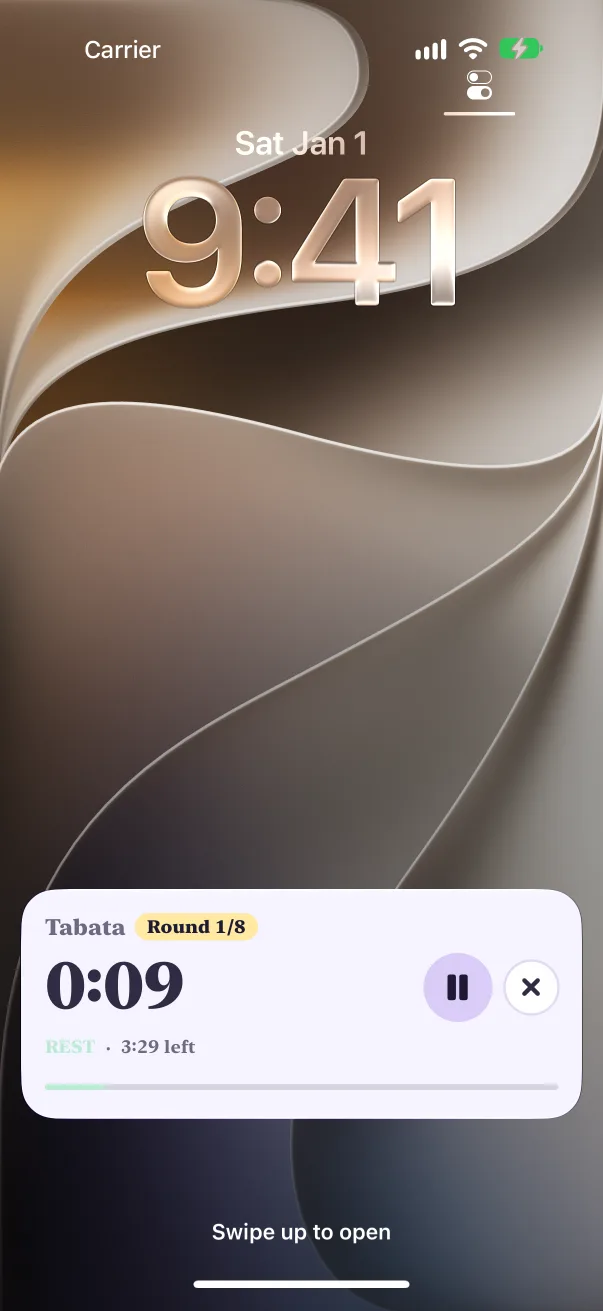 Timer on the lock screen