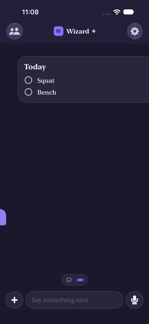 Two pages: a chat icon and one dot