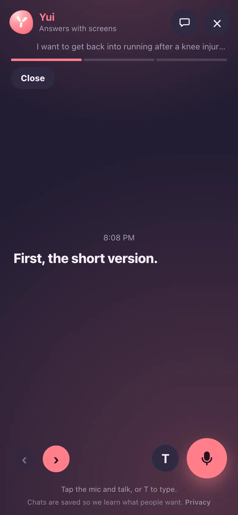 Before: the question you asked shows on one line and is cut off.
