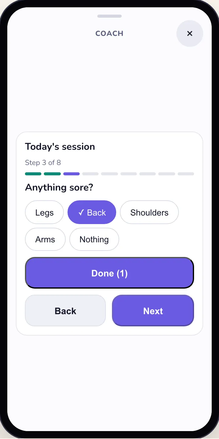 In the playground, light: Anything sore? with Back picked