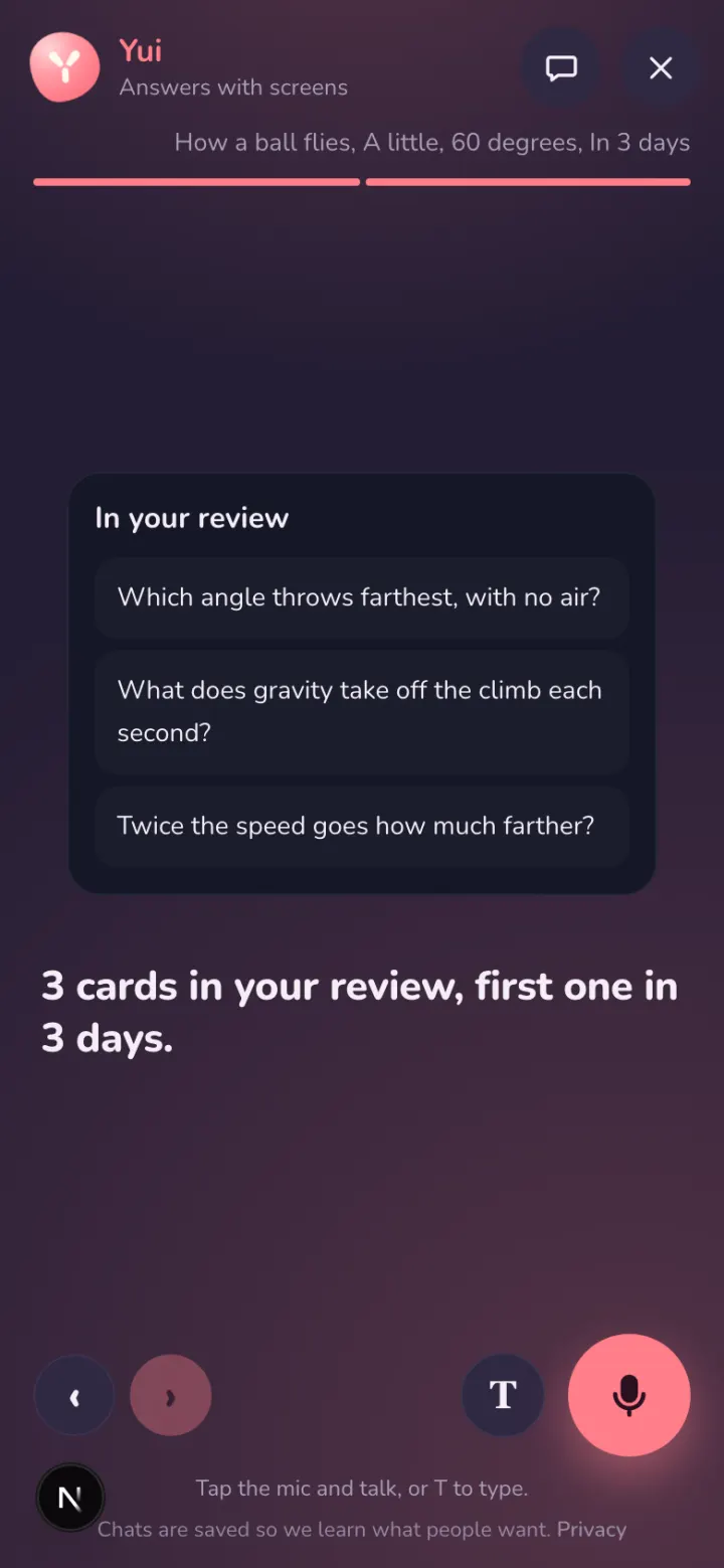 In your review: three cards from the lesson, first one in 3 days