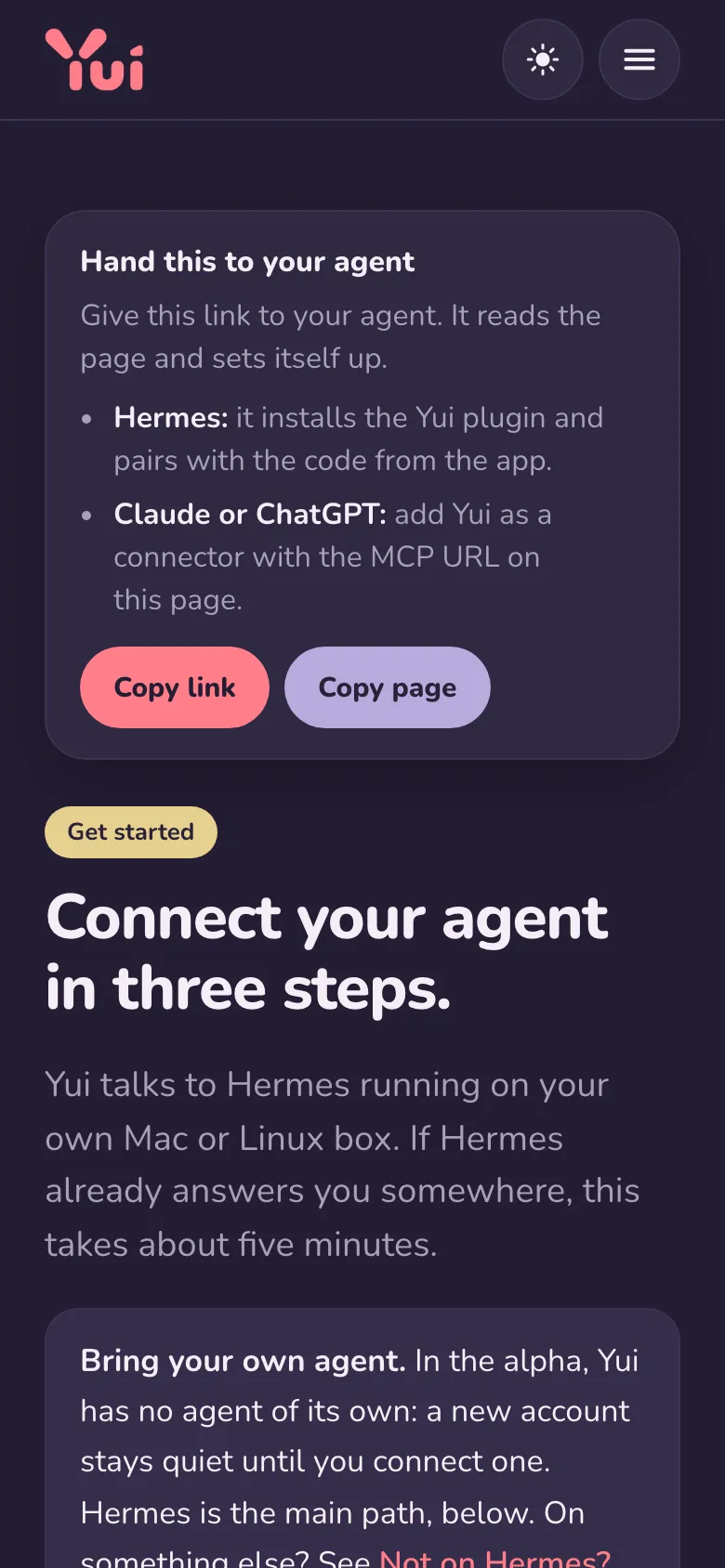 The box on a phone in dark mode