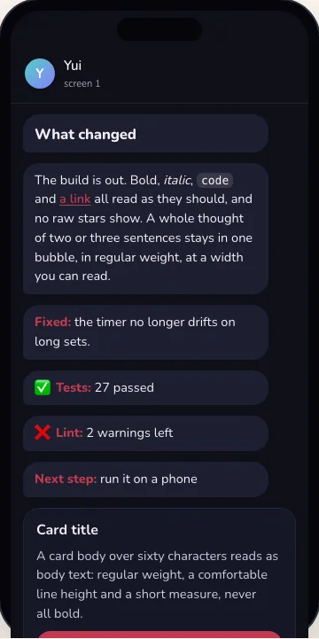 After, dark mode: the same screen in dark.