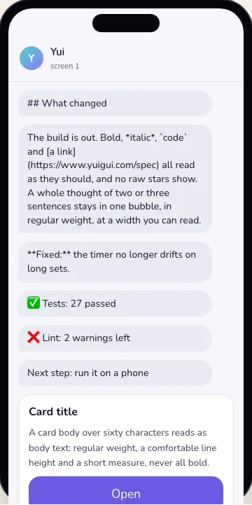 Before, light mode: raw ## and ** marks show in the bubbles.
