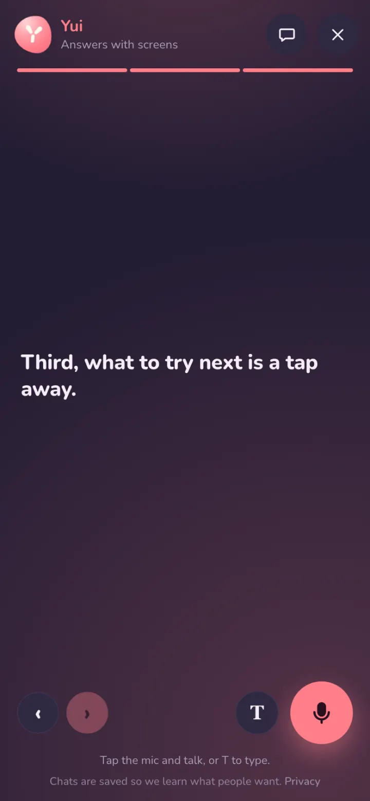 Before, chat stage on the last part: only the mic, no way to put the answer away.