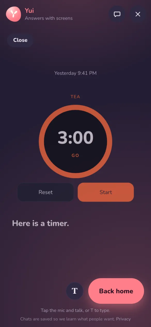 The stage with yesterday's answer: 'Yesterday 9:41 PM' above a timer.