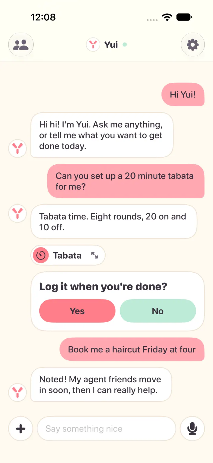 After letting go: the words are sent as a message and the keyboard stays down