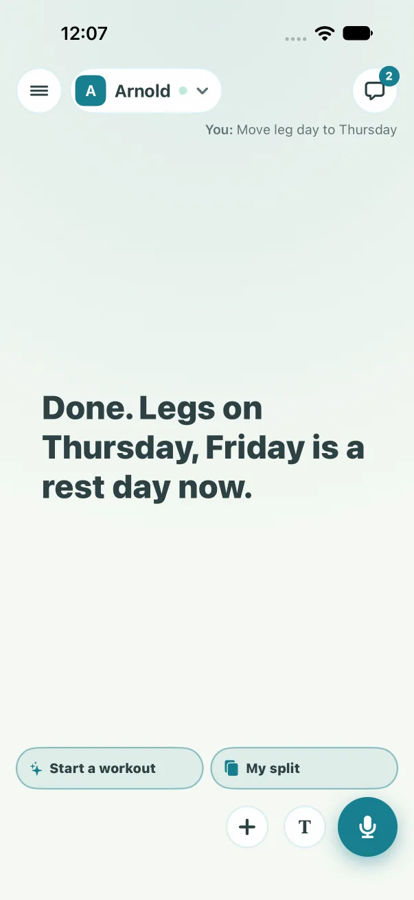 Let go: Arnold answers on the stage, Done. Legs on Thursday, Friday is a rest day now.