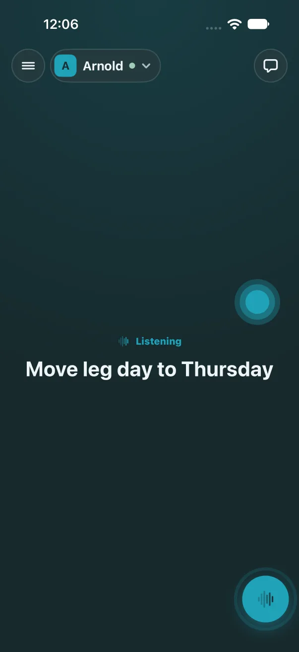 Holding the mic on Arnold's stage: Listening, and the words Move leg day to Thursday set big