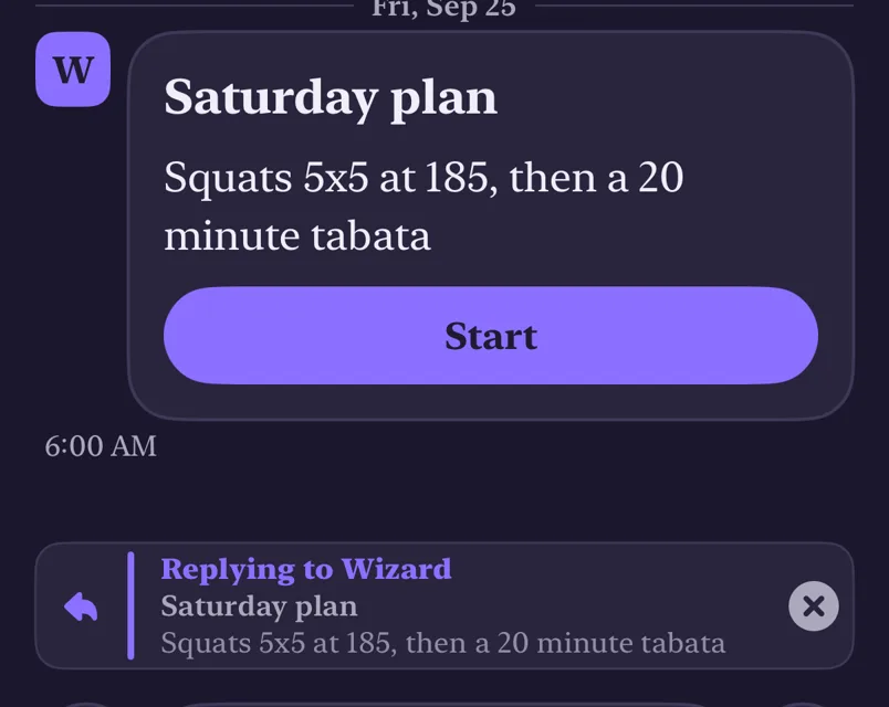 After, dark: the same reply bar in the dark look.