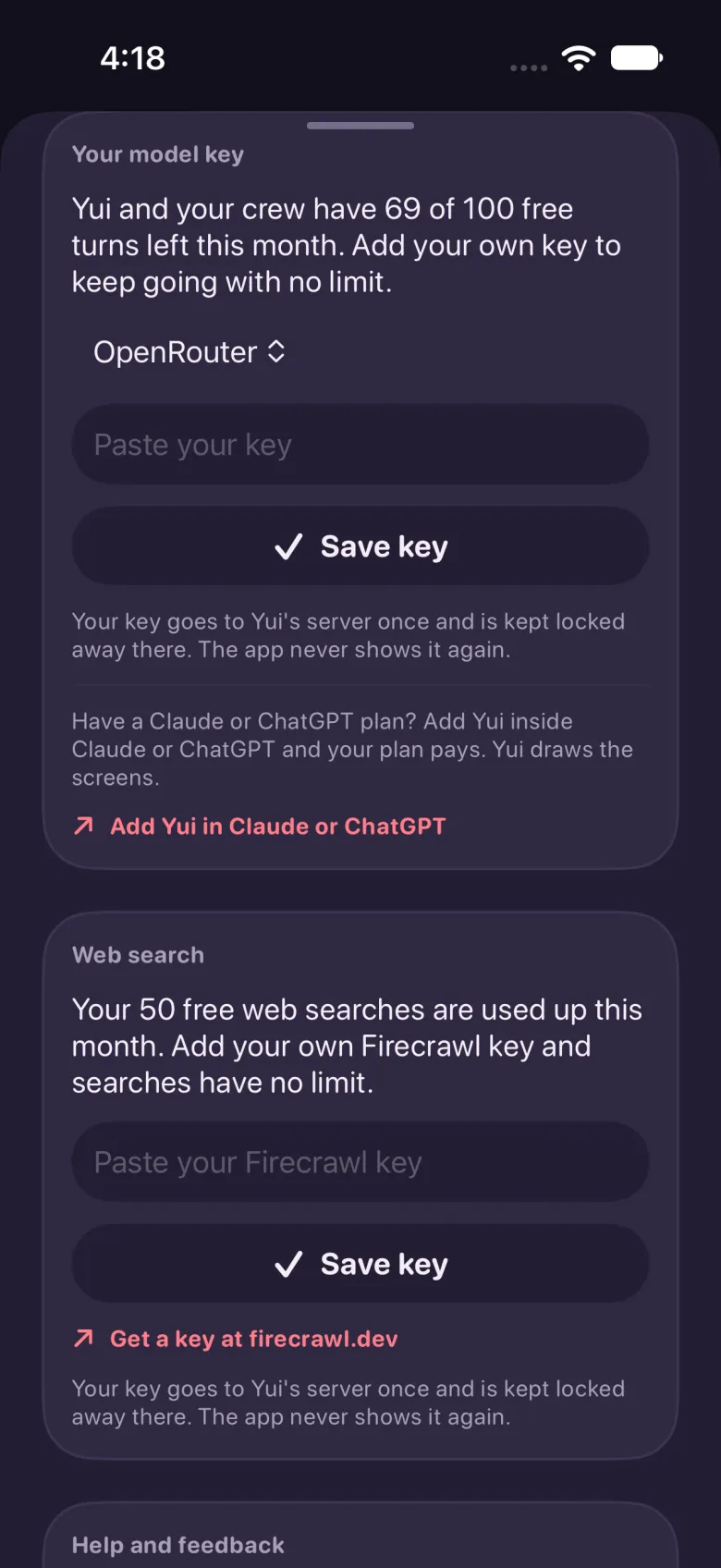 Dark mode: the key section in Settings