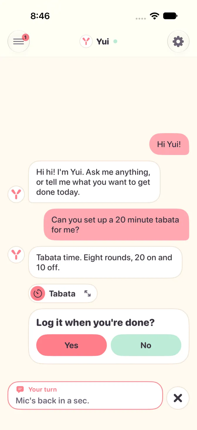 The answer landed: Your turn, mic back in a sec
