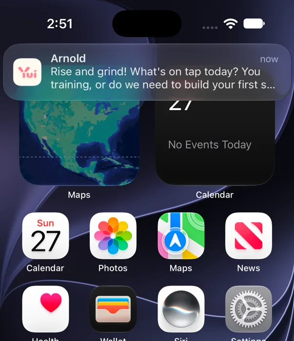 The same Arnold check-in push in dark mode