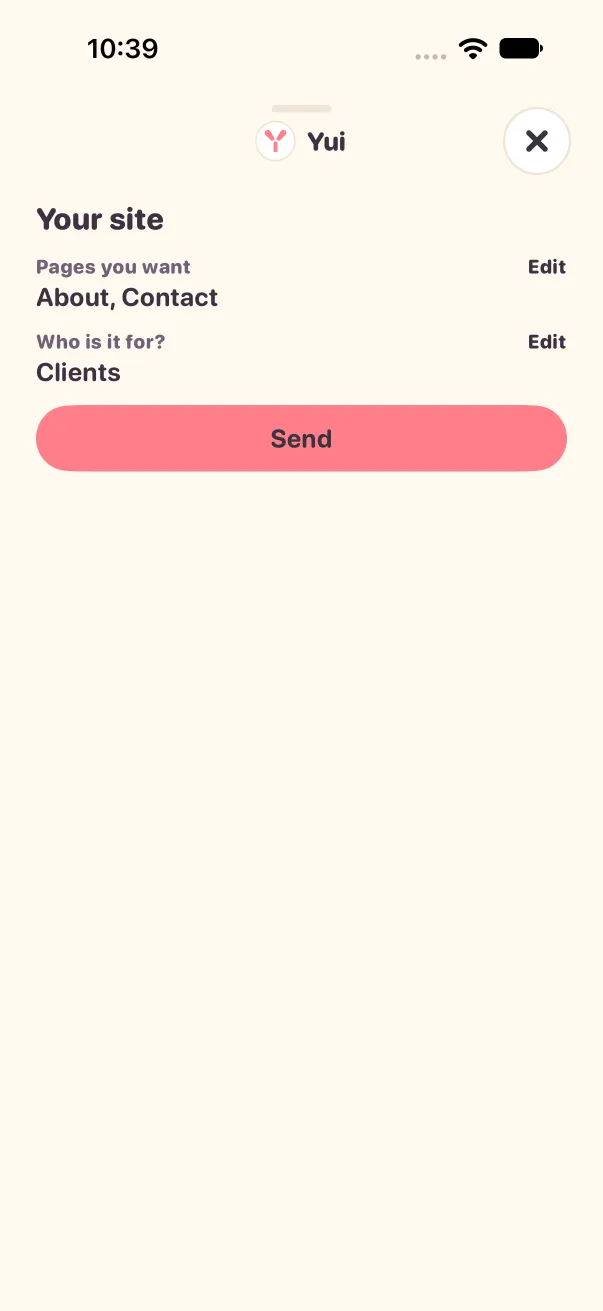 The plan review listing every answer above one Send