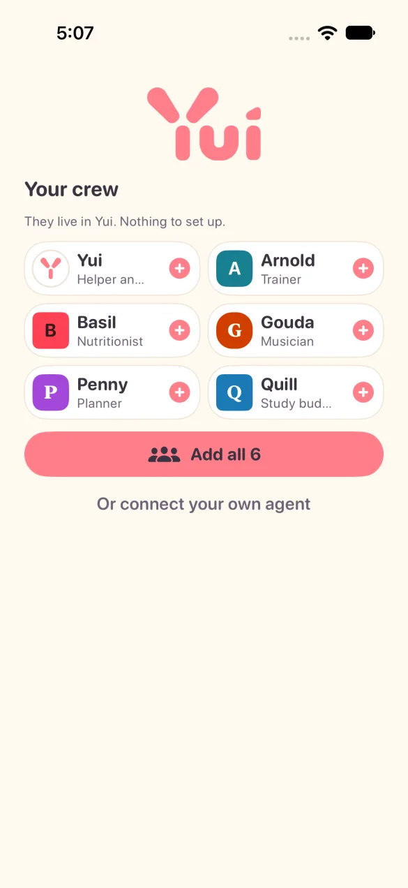 Picking a crew member in the first run, light mode