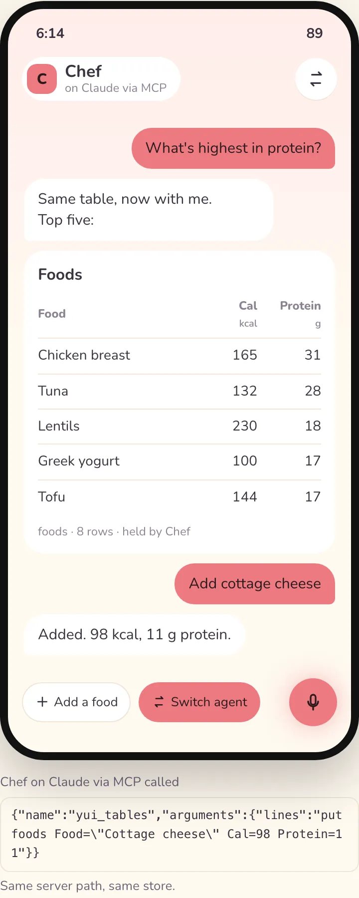 The same Chef screen in light: same table, same rows, a different agent on a different host.