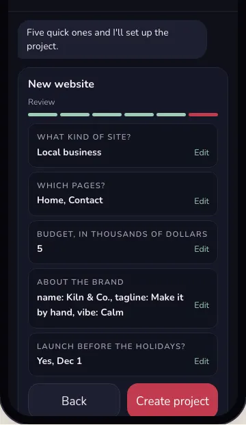 The review screen at the end of plan mode