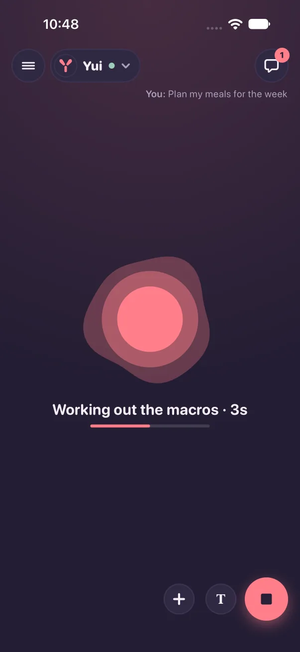 Dark mode: the stop square in the bottom bar while an agent works
