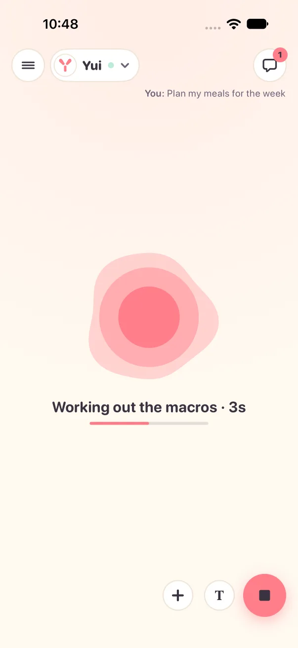 Yui working out the macros, with the mic at the bottom right turned into a coral stop square