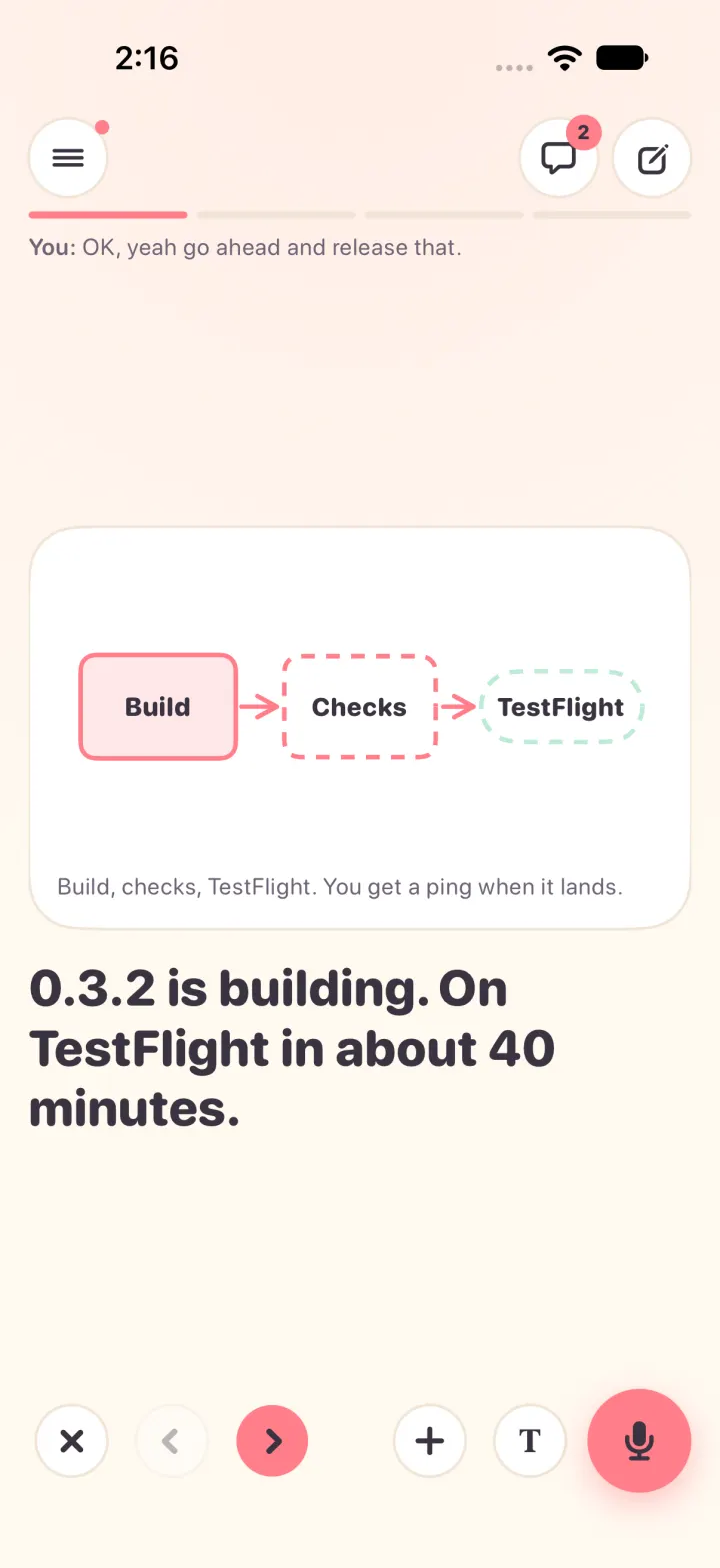 Light mode: the first page of a four-part answer with a close button, an x, at the bottom left beside the arrows.