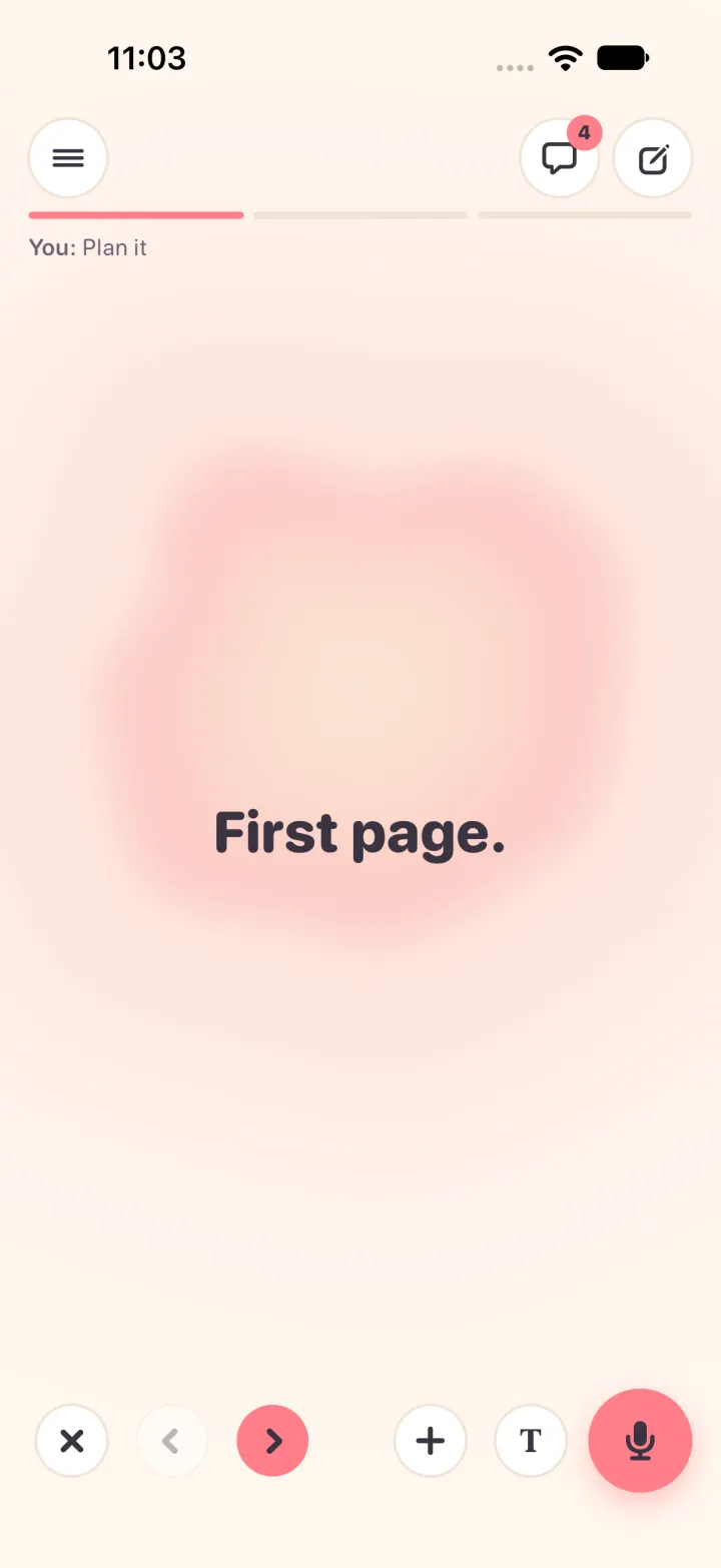 After: a tap on the notification brings the answer up on page one of three, showing First page.