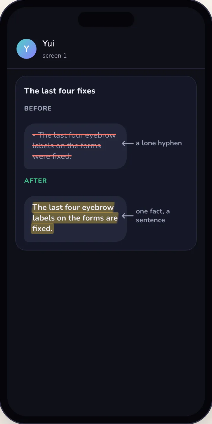 The same before and after, dark.