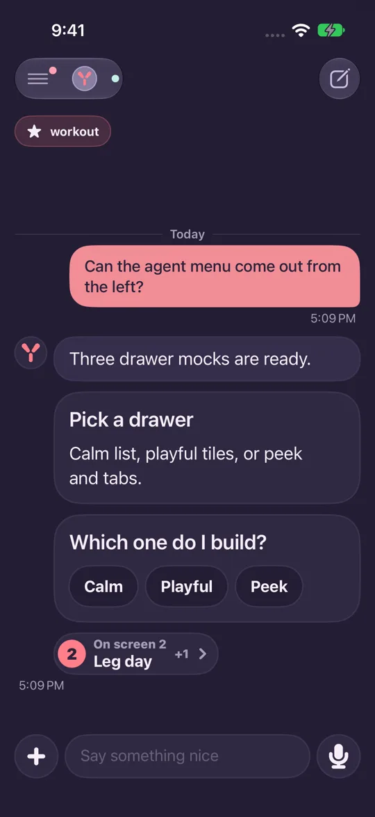 Dark mode, after: the same thread in SF Pro