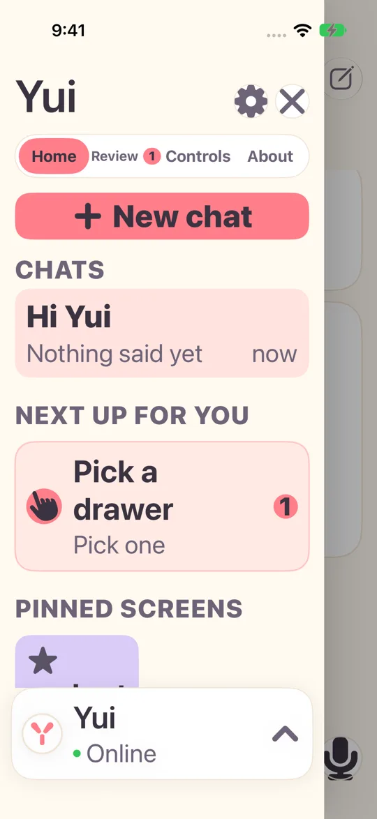 Light mode: the drawer at the largest accessibility text size, tabs and rows still fit