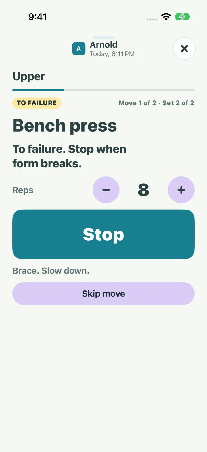 The to-failure set in light mode