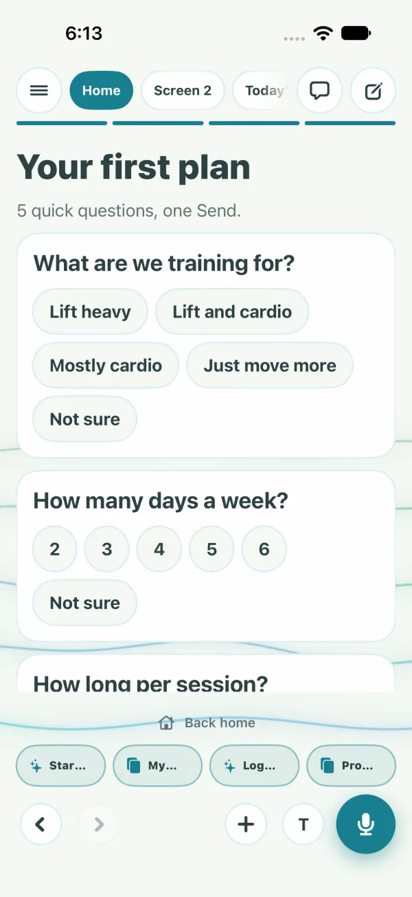 Light mode, after: the same first question on a light screen.