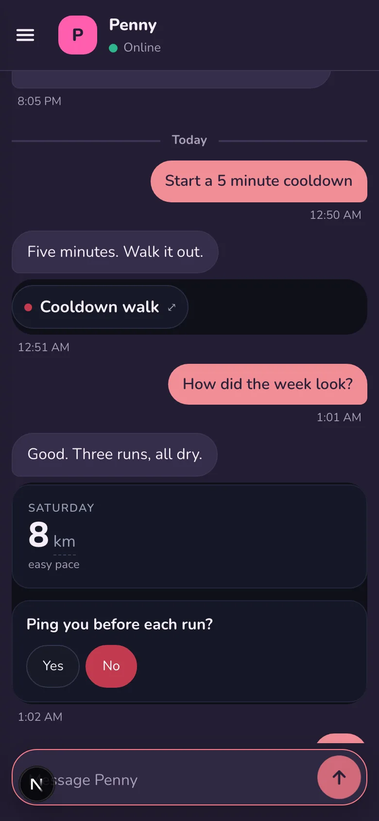 Dark mode, phone width: the same thread.