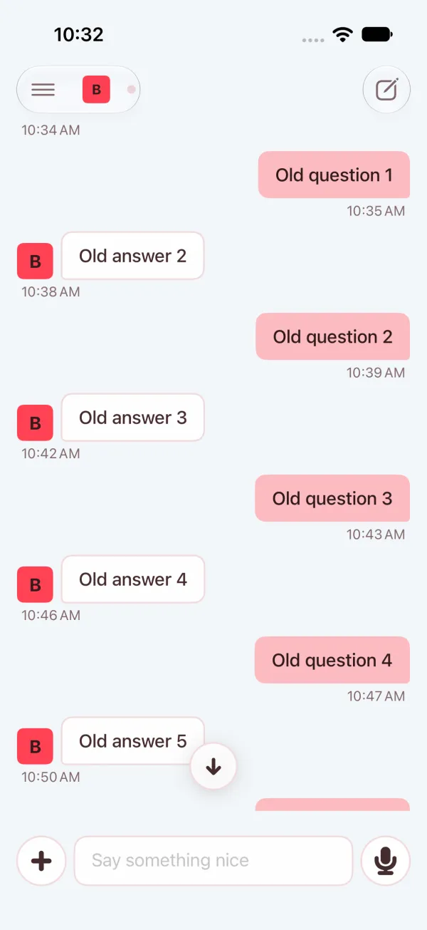 Earlier scrolled back to its first message, light