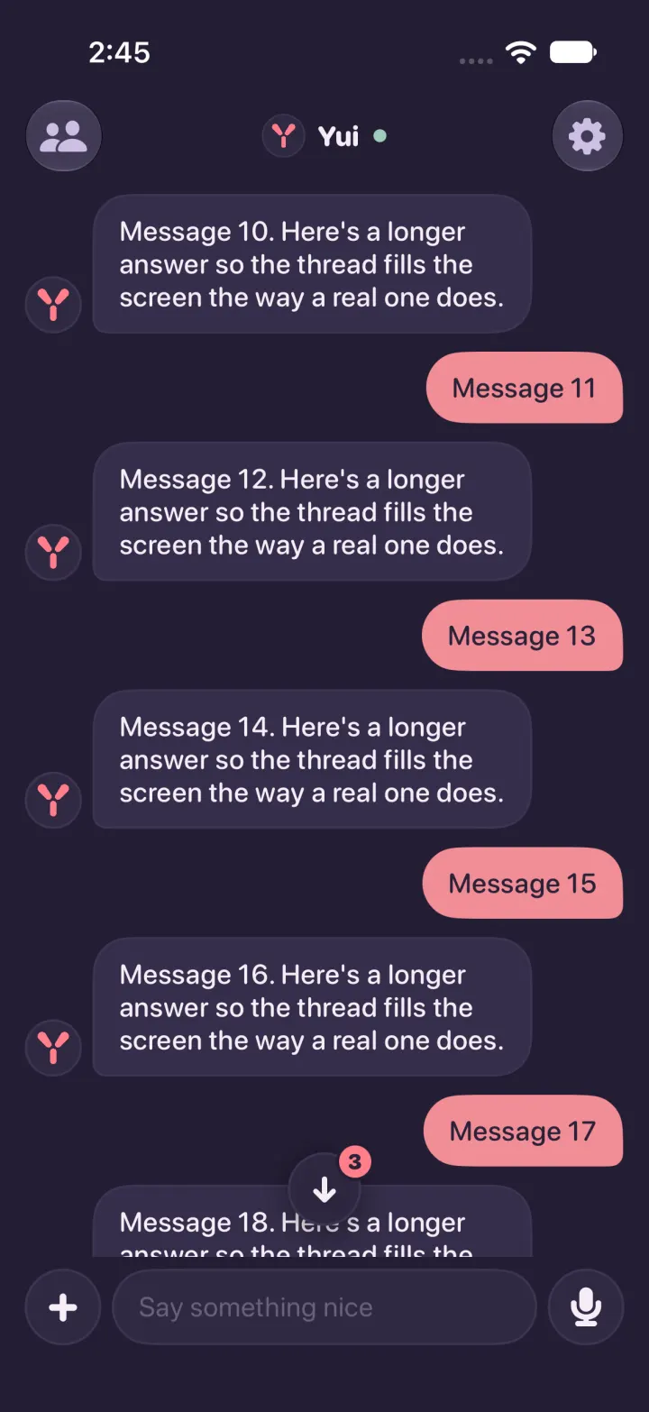 The same arrow with its count of 3 in dark mode.