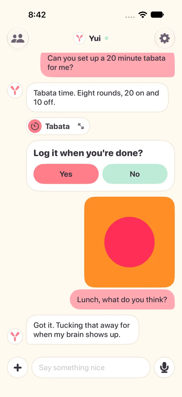 The same chat in light mode: the photo, its caption and the agent's answer all visible above the composer