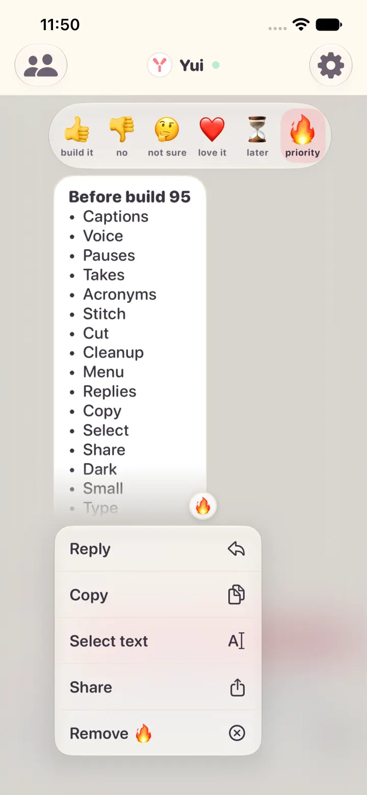 The same held checklist on a smaller iPhone with large accessibility text, every piece still on screen and apart.