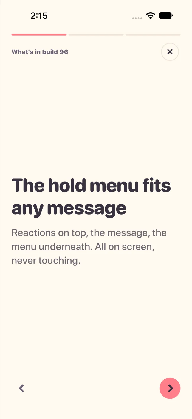 After: 'The hold menu fits any message' as a big headline with the body under it in a quieter voice