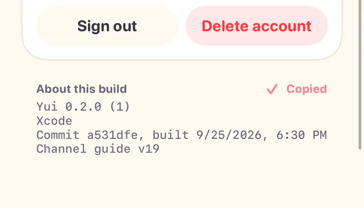 Light mode, after a tap: Tap to copy has turned into a check mark and Copied.